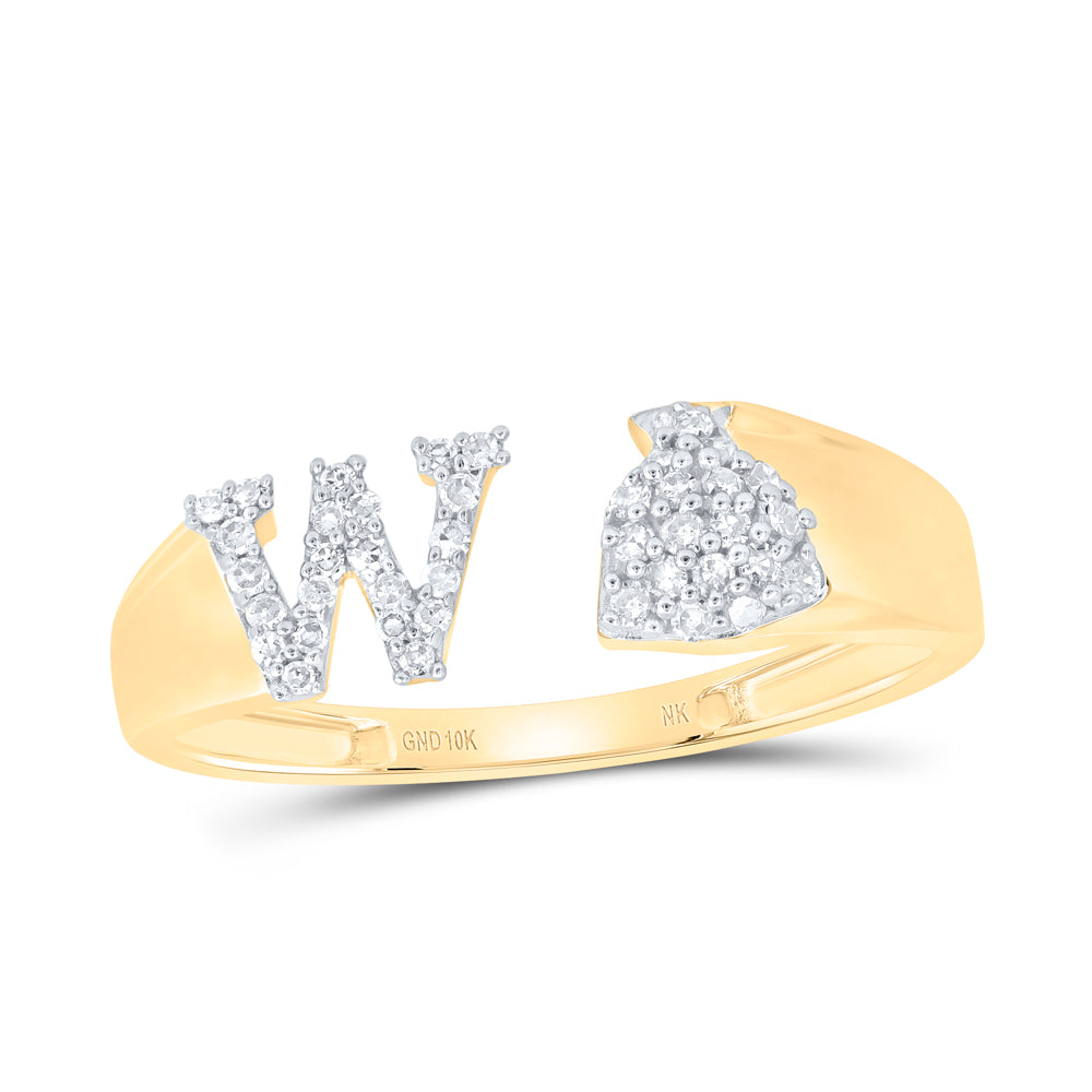 1/6CTW-NAT DIA NK GIFT INITIAL "W" LADIES RING