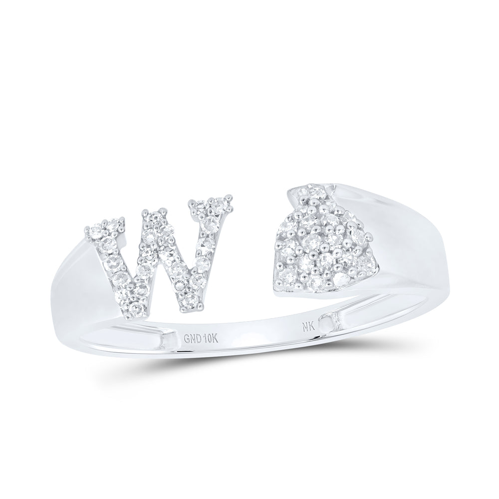 1/6CTW-NAT DIA NK GIFT INITIAL "W" LADIES RING