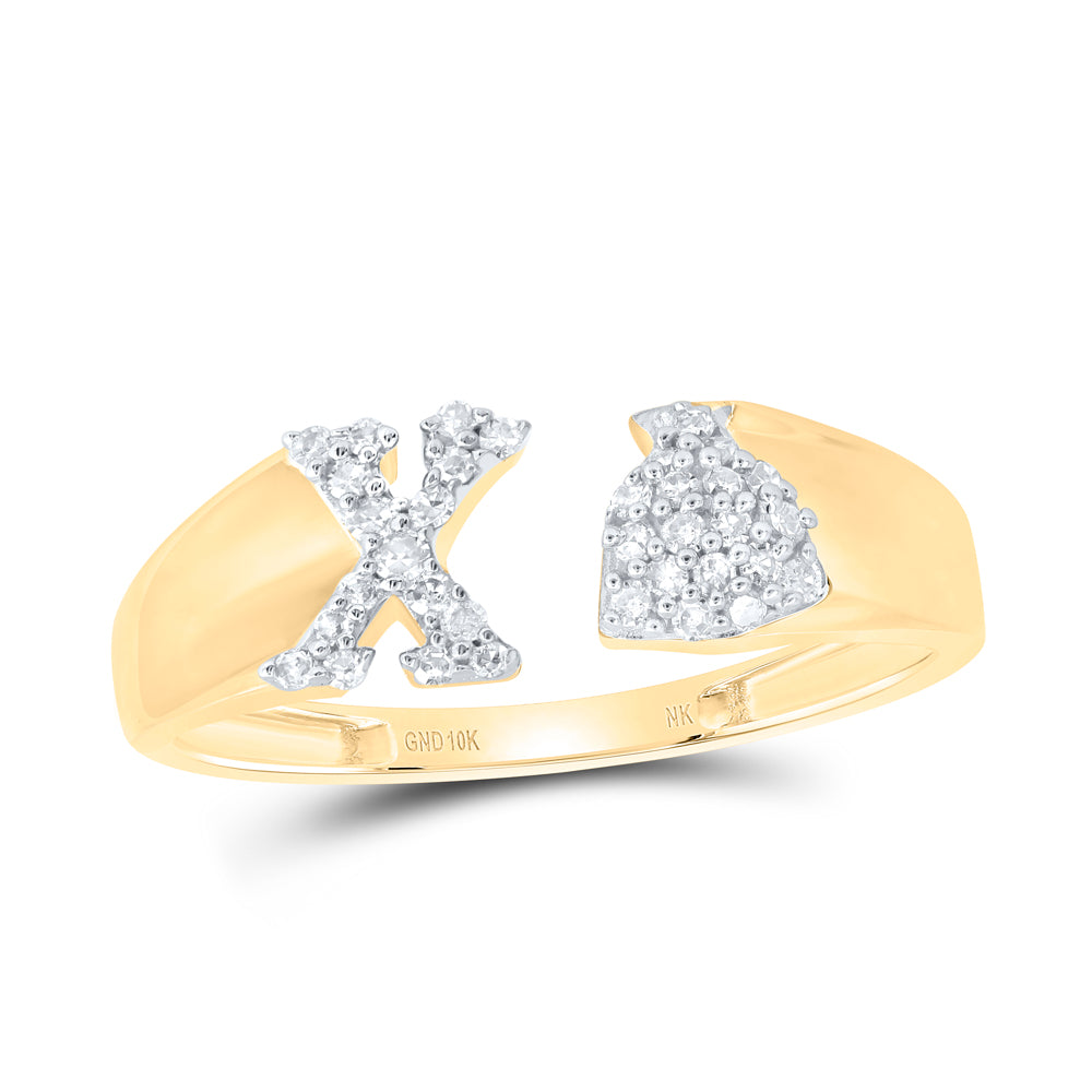 1/8CTW-NAT DIA NK GIFT INITIAL "X" LADIES RING
