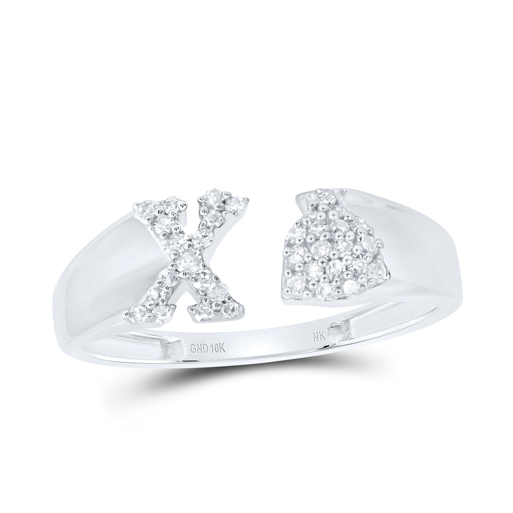 1/8CTW-NAT DIA NK GIFT INITIAL "X" LADIES RING