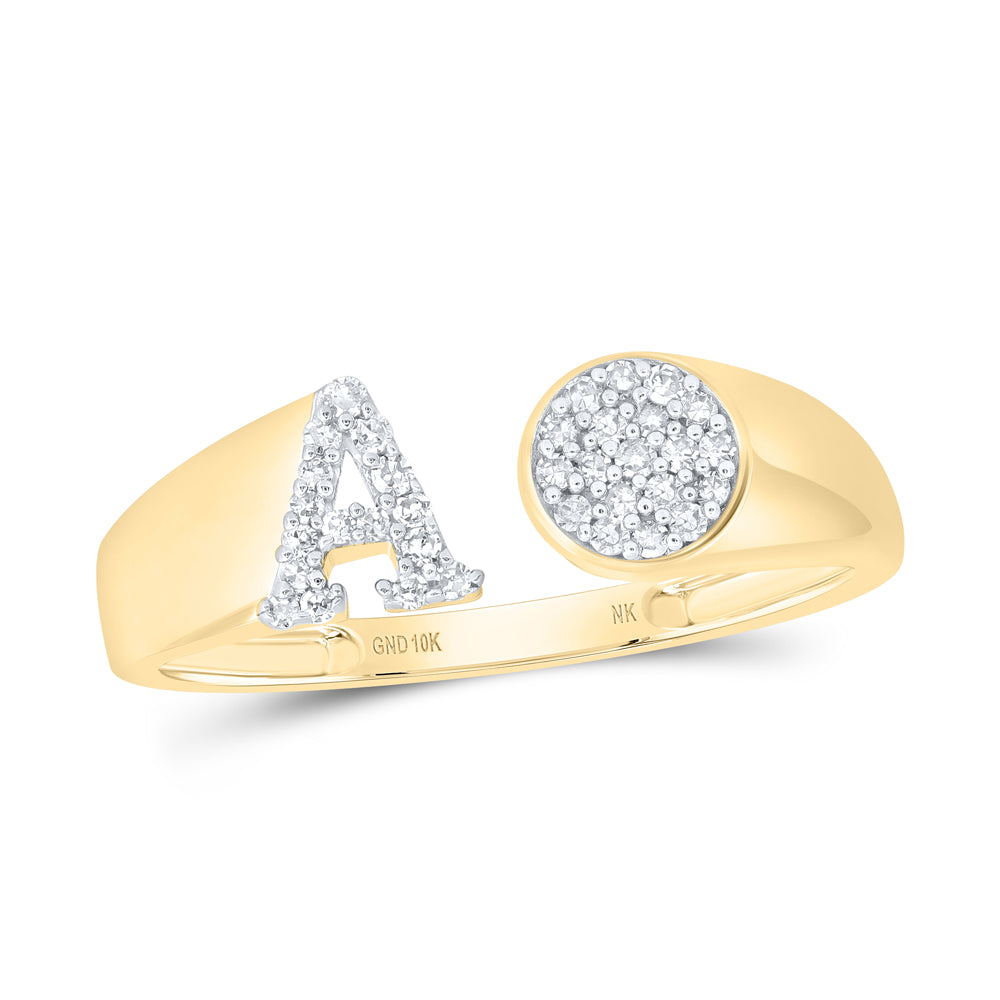 1/8CTW-NAT DIA NK GIFT INITIAL "A" ROUND LADIES RING