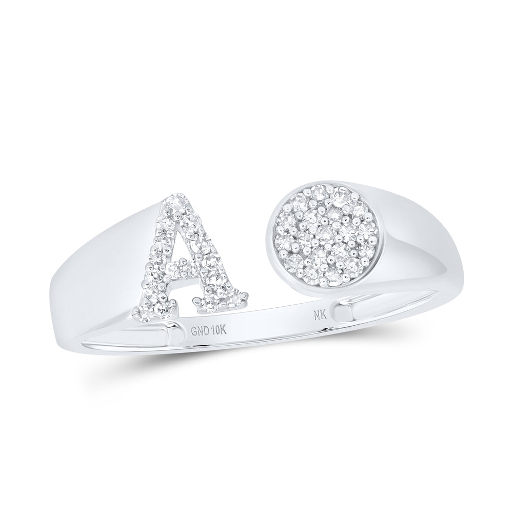 1/8CTW-NAT DIA NK GIFT INITIAL "A" ROUND LADIES RING
