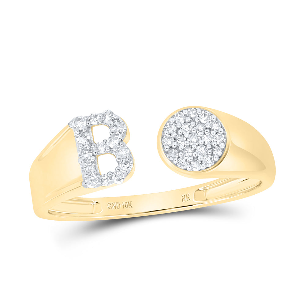 1/6CTW-NAT DIA NK GIFT INITIAL "B" ROUND LADIES RING