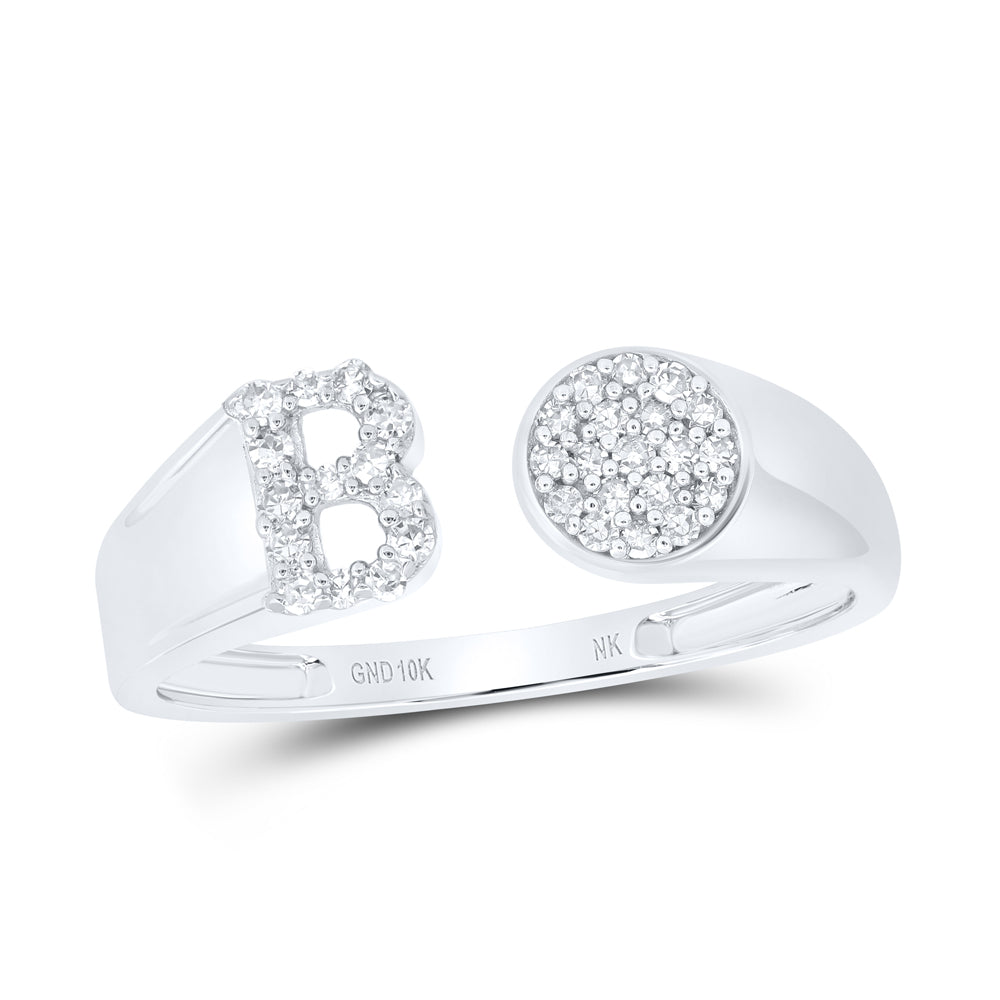 1/6CTW-NAT DIA NK GIFT INITIAL "B" ROUND LADIES RING