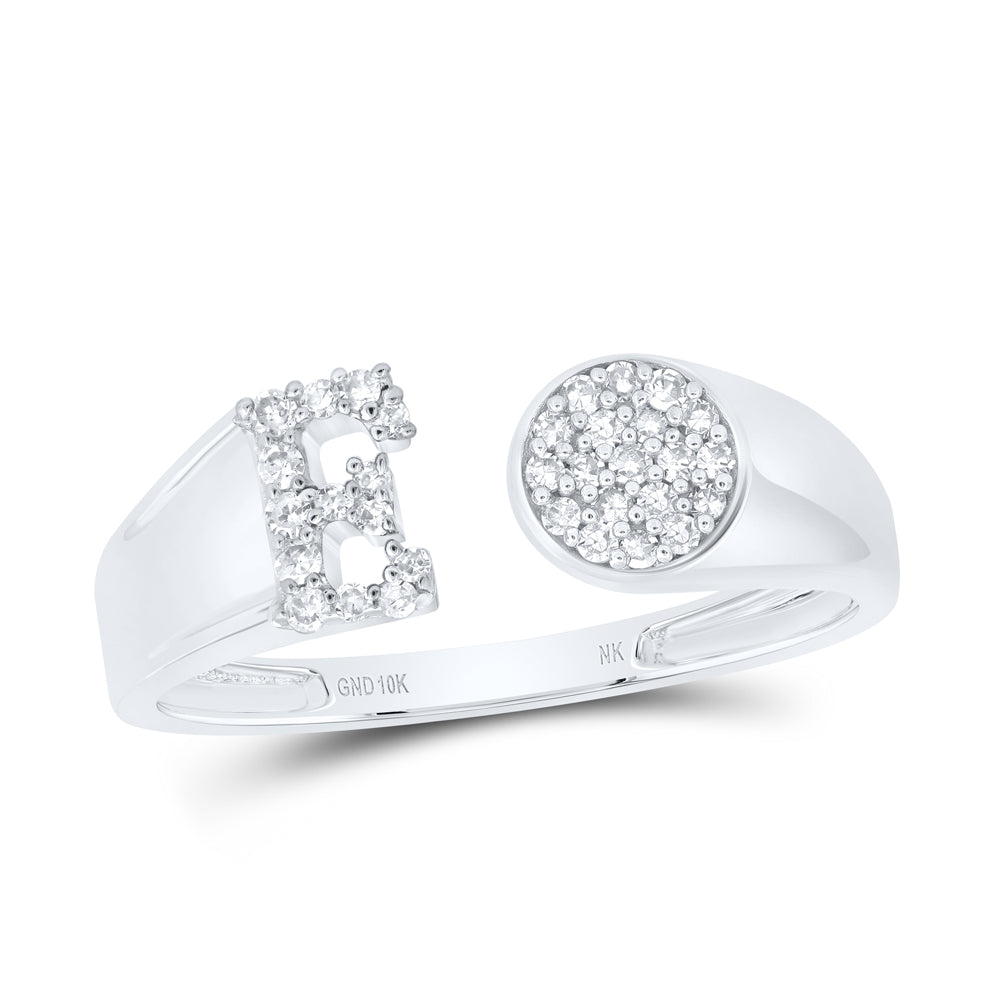 1/8CTW-NAT DIA NK GIFT INITIAL "E" ROUND LADIES RING