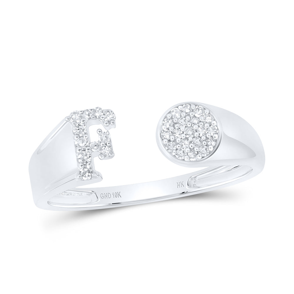 1/8CTW-NAT DIA NK GIFT INITIAL "F" ROUND LADIES RING