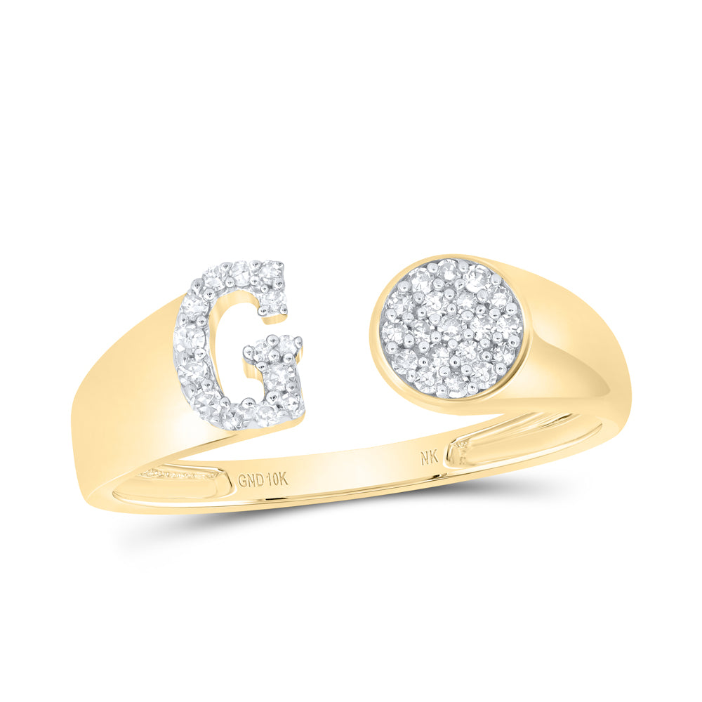 1/8CTW-NAT DIA NK GIFT INITIAL "G" ROUND LADIES RING
