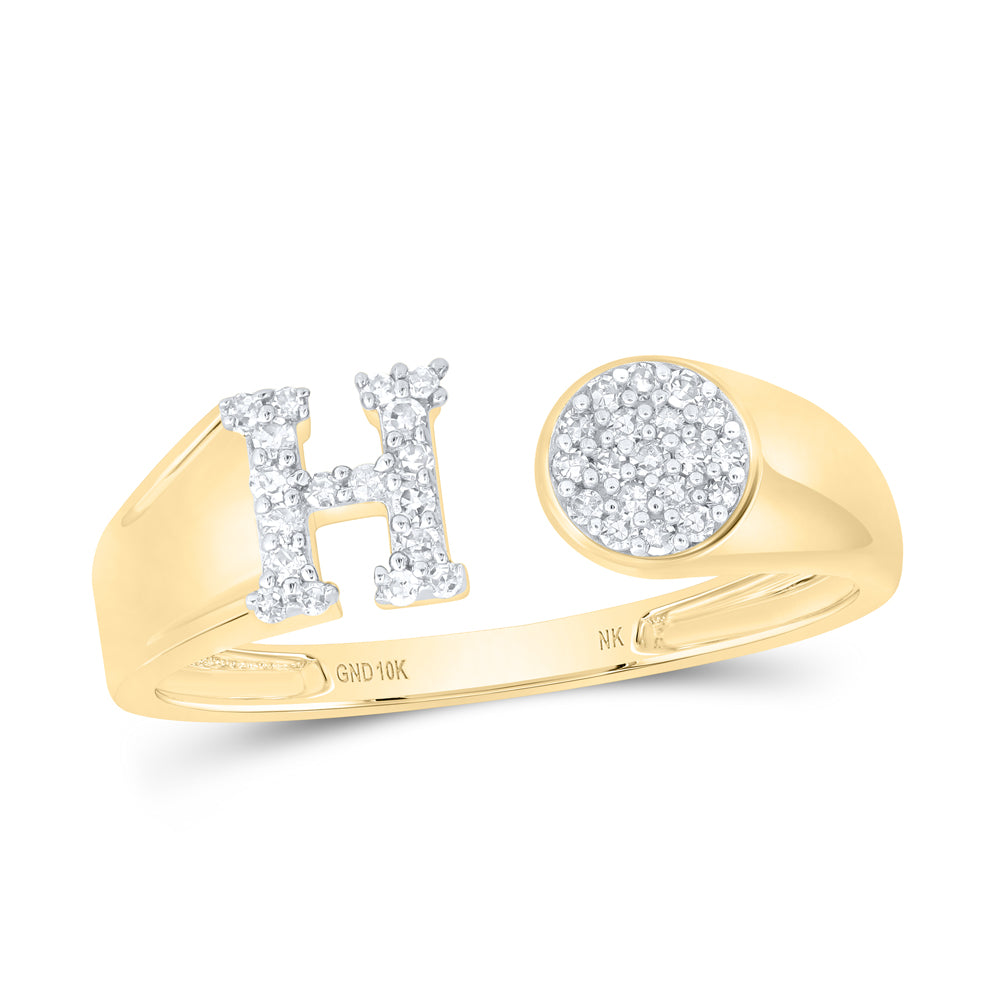 1/6CTW-NAT DIA NK GIFT INITIAL "H"  ROUND LADIES RING