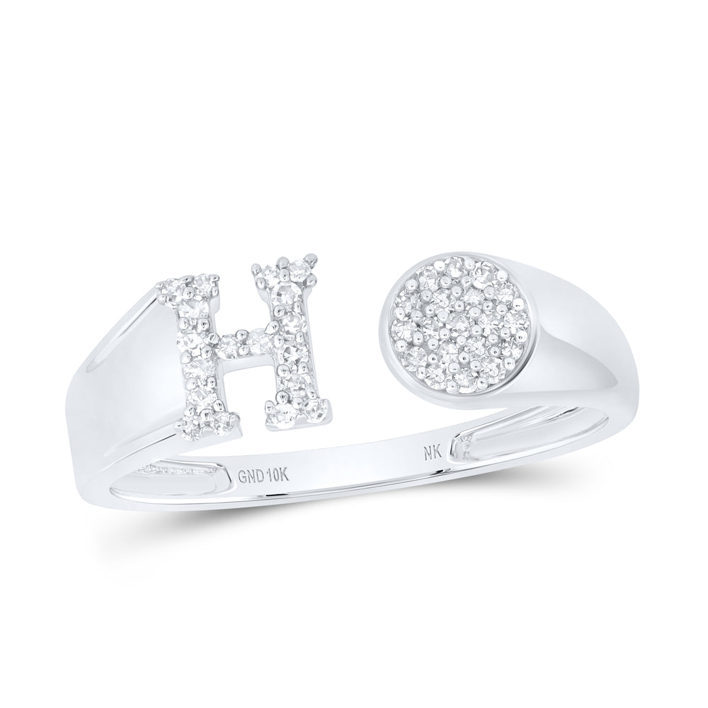 1/6CTW-NAT DIA NK GIFT INITIAL "H" ROUND LADIES RING