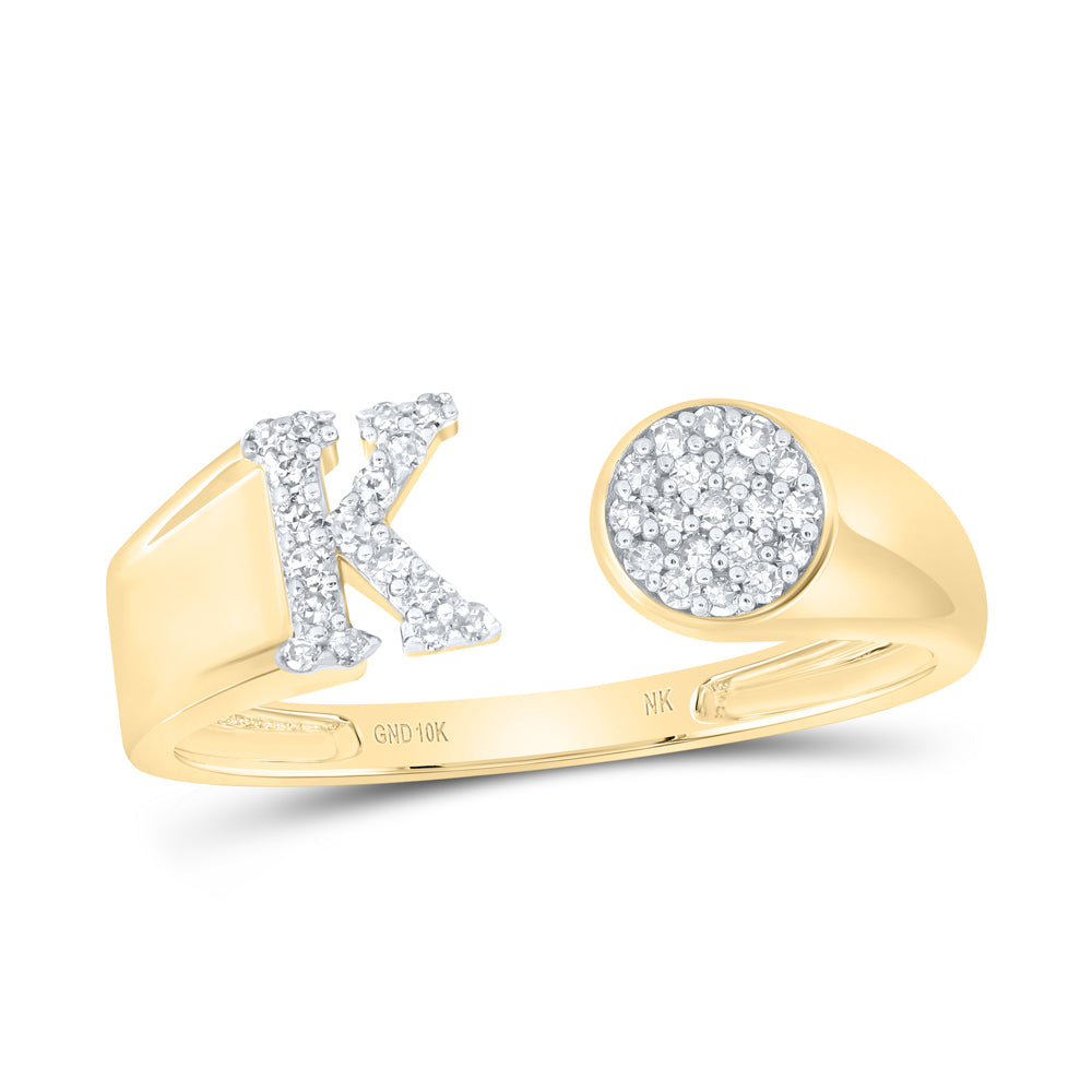 1/6CTW-NAT DIA NK GIFT INITIAL "K" ROUND LADIES RING