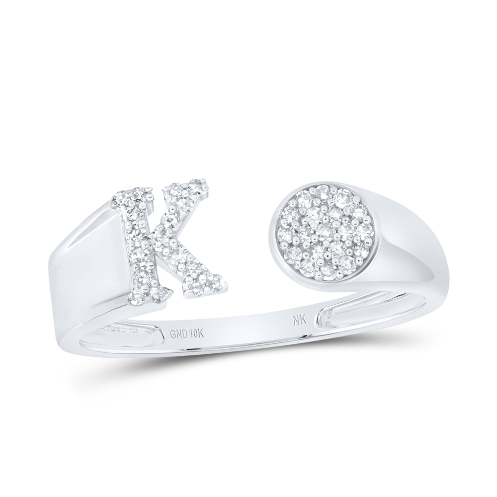 1/6CTW-NAT DIA NK GIFT INITIAL "K" ROUND LADIES RING