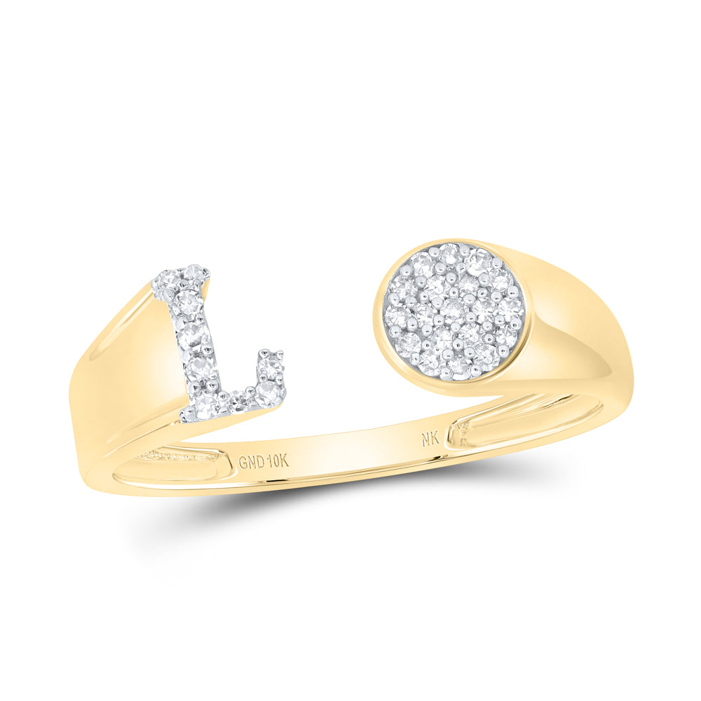 1/8CTW-NAT DIA NK GIFT INITIAL "L" ROUND LADIES RING