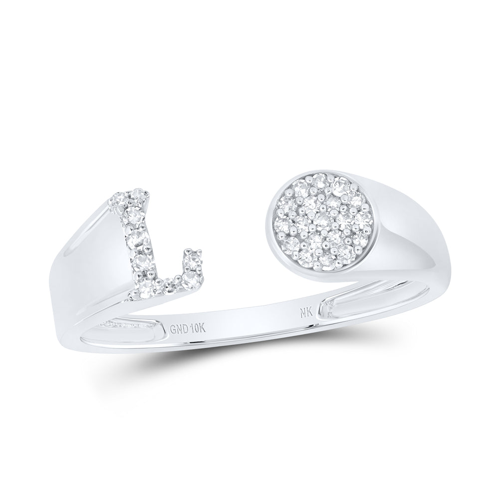 1/8CTW-NAT DIA NK GIFT INITIAL "L" ROUND LADIES RING