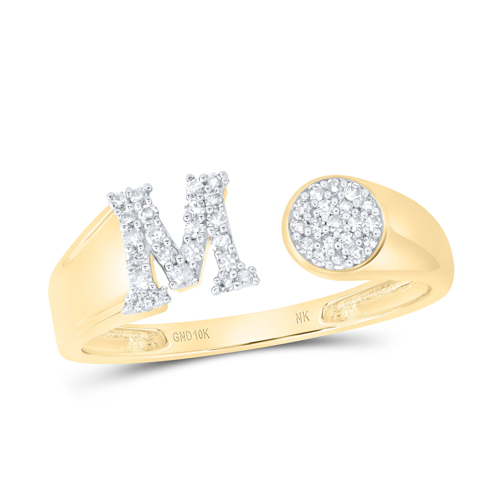 1/6CTW-DIA NK GIFT INITIAL "M" ROUND LADIES RING