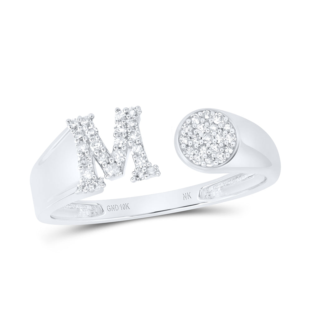 1/6CTW-NAT DIA NK GIFT INITIAL "M" ROUND LADIES RING
