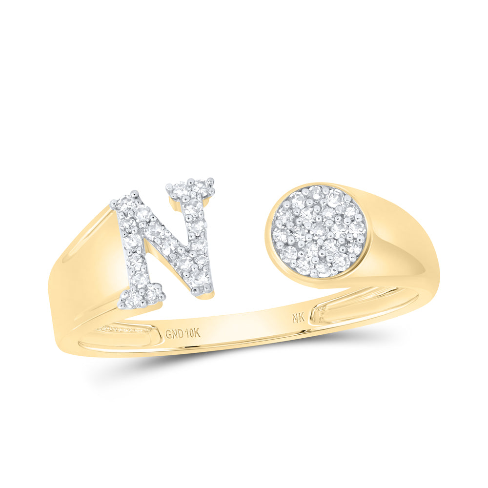 1/6CTW-NAT DIA NK GIFT INITIAL "N" ROUND LADIES RING