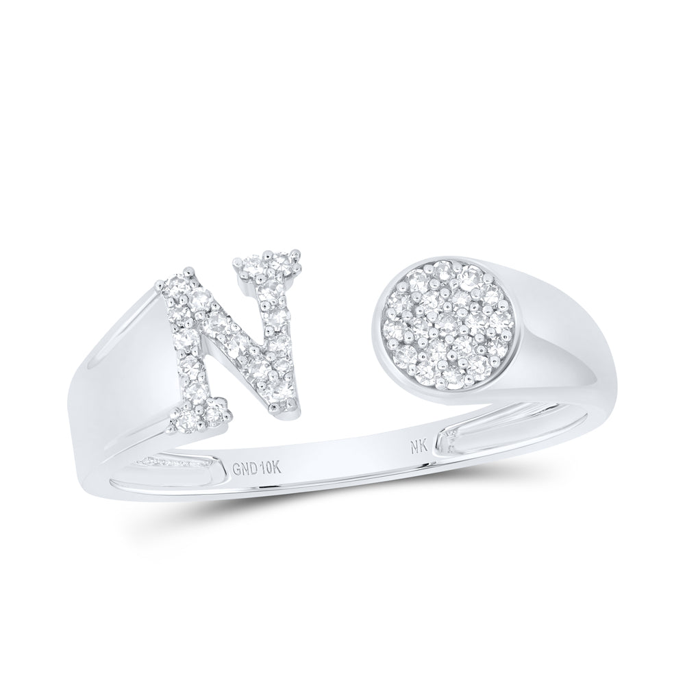 1/6CTW-NAT DIA NK GIFT INITIAL "N" ROUND LADIES RING