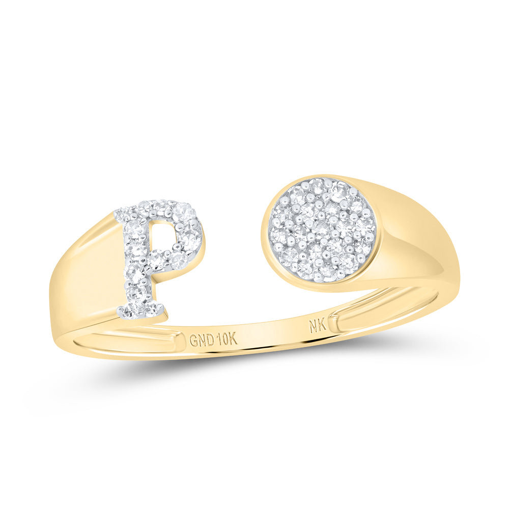 1/8CTW-NAT DIA NK GIFT INITIAL "P" ROUND LADIES RING