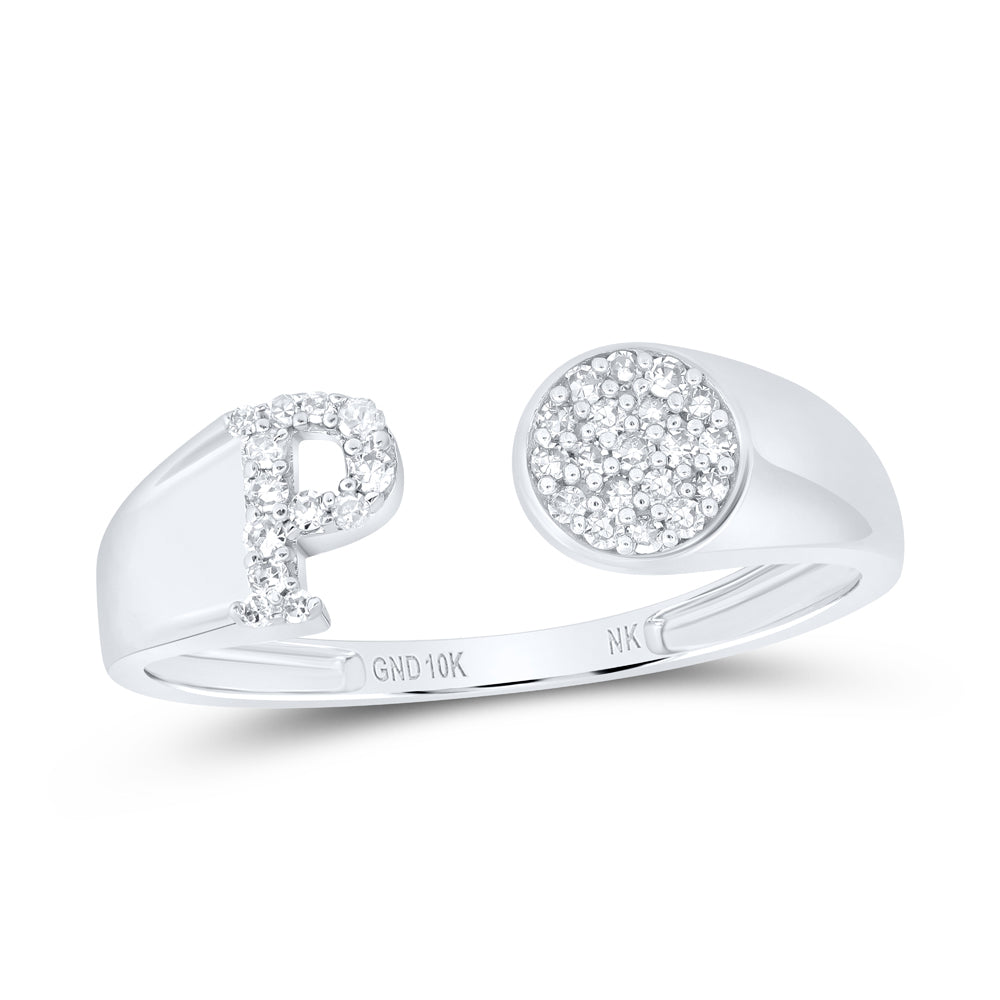 1/8CTW-NAT DIA NK GIFT INITIAL "P" ROUND LADIES RING