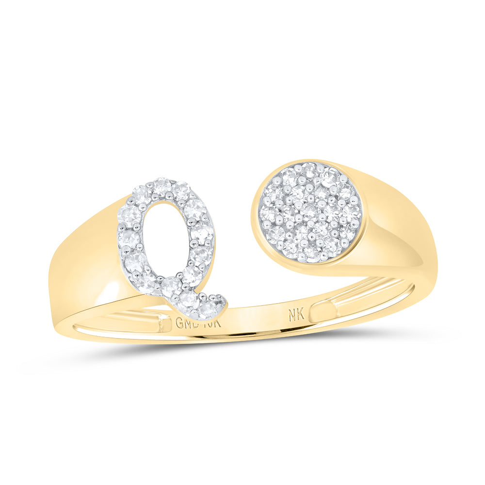 1/6CTW-NAT DIA NK GIFT INITIAL "Q" ROUND LADIES RING