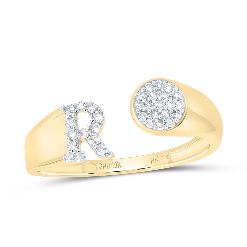 1/8CTW-NAT DIA NK GIFT INITIAL "R" ROUND LADIES RING