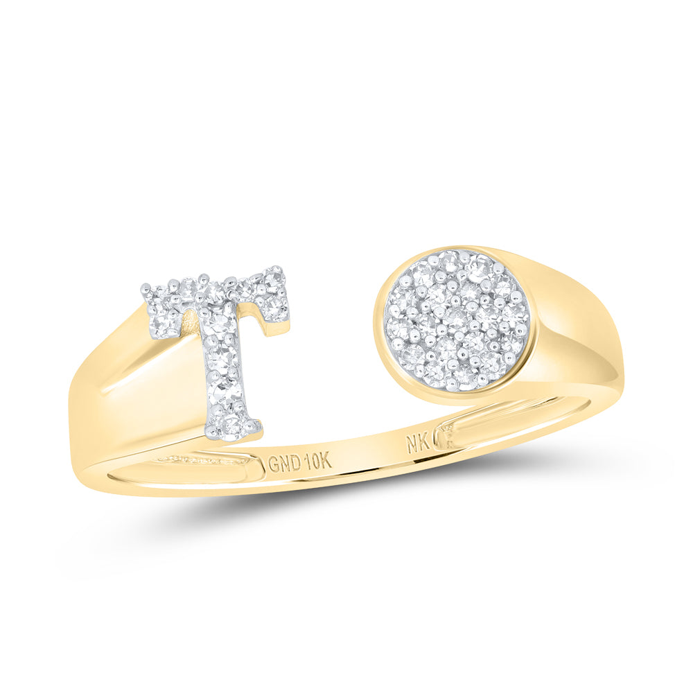 1/8CTW-NAT DIA NK GIFT INITIAL "T" ROUND LADIES RING