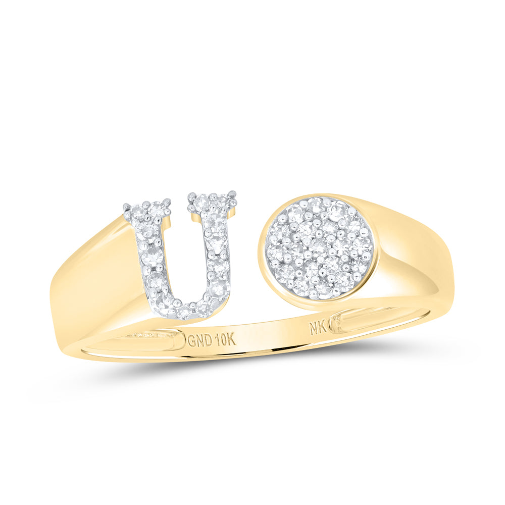 1/6CTW-NAT DIA NK GIFT INITIAL "U" ROUND LADIES RING