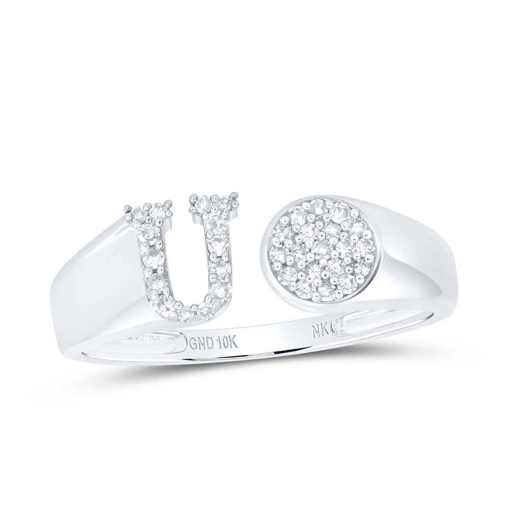 1/6CTW-NAT DIA NK GIFT INITIAL "U" ROUND LADIES RING