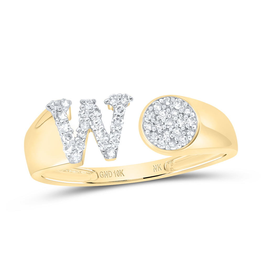 1/6CTW-NAT DIA NK GIFT INITIAL "W" ROUND LADIES RING