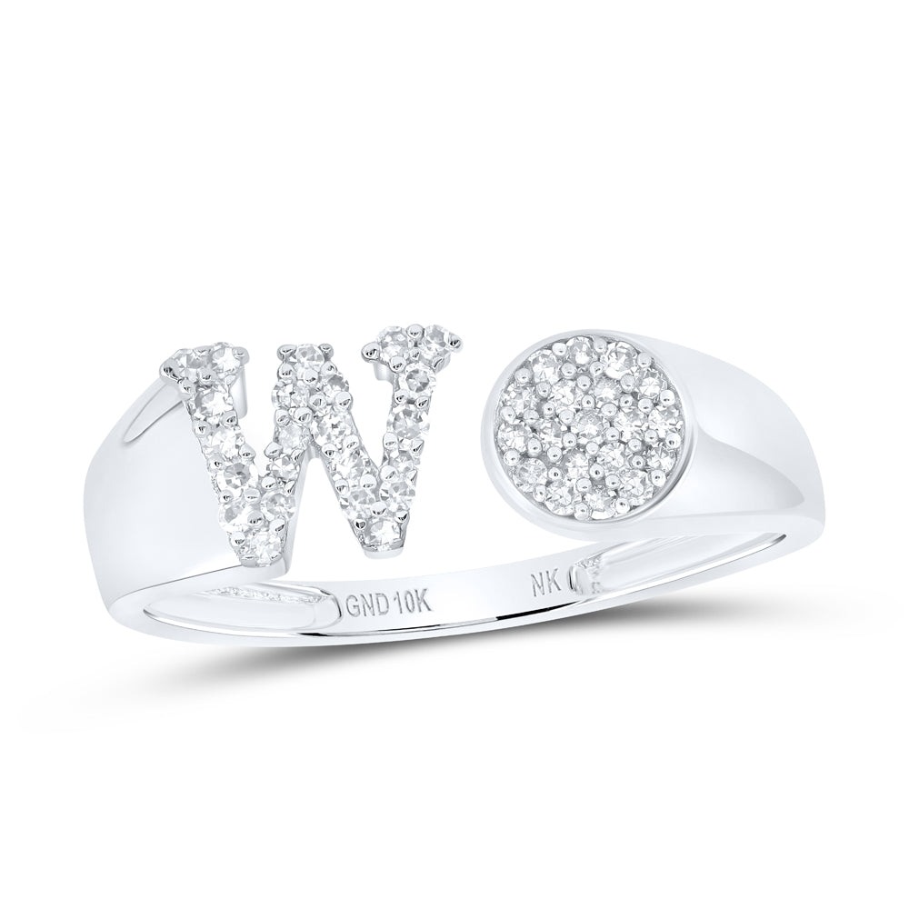 1/6CTW-NAT DIA NK GIFT INITIAL "W" ROUND LADIES RING