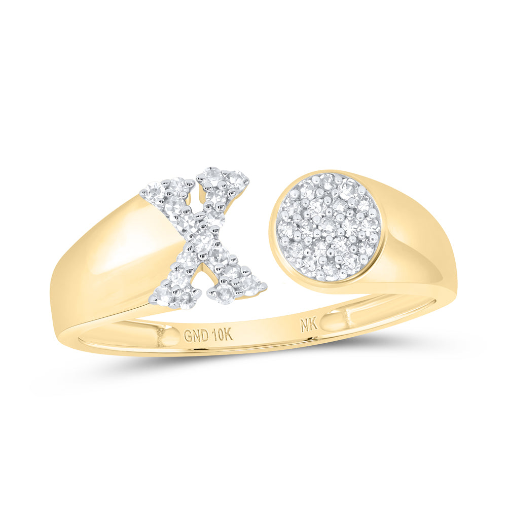 1/8CTW-NAT DIA NK GIFT INITIAL "X" ROUND LADIES RING
