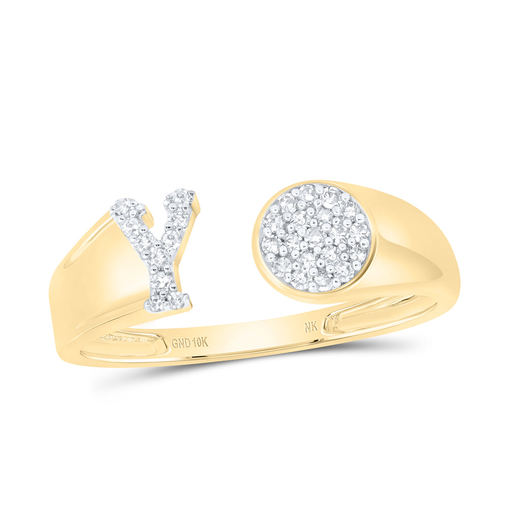 1/8CTW-NAT DIA NK GIFT INITIAL "Y" ROUND LADIES RING