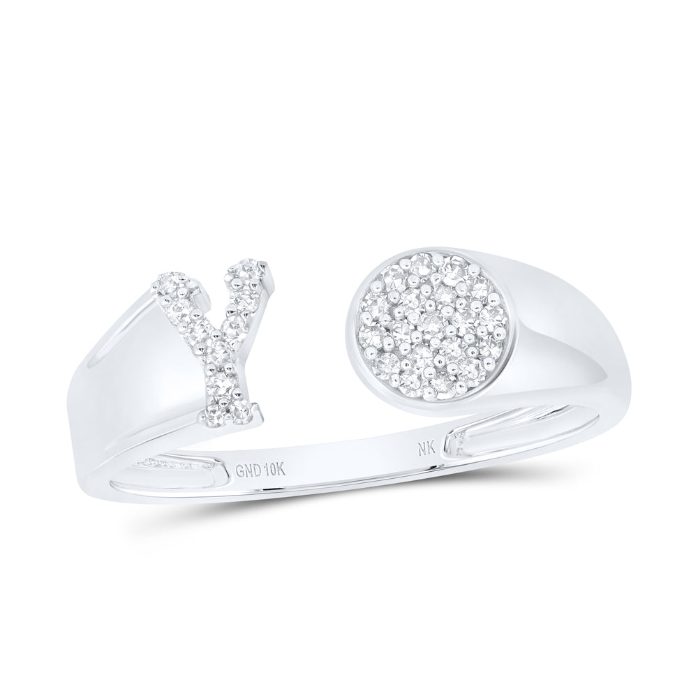 1/8CTW-NAT DIA NK GIFT INITIAL "Y" ROUND LADIES RING