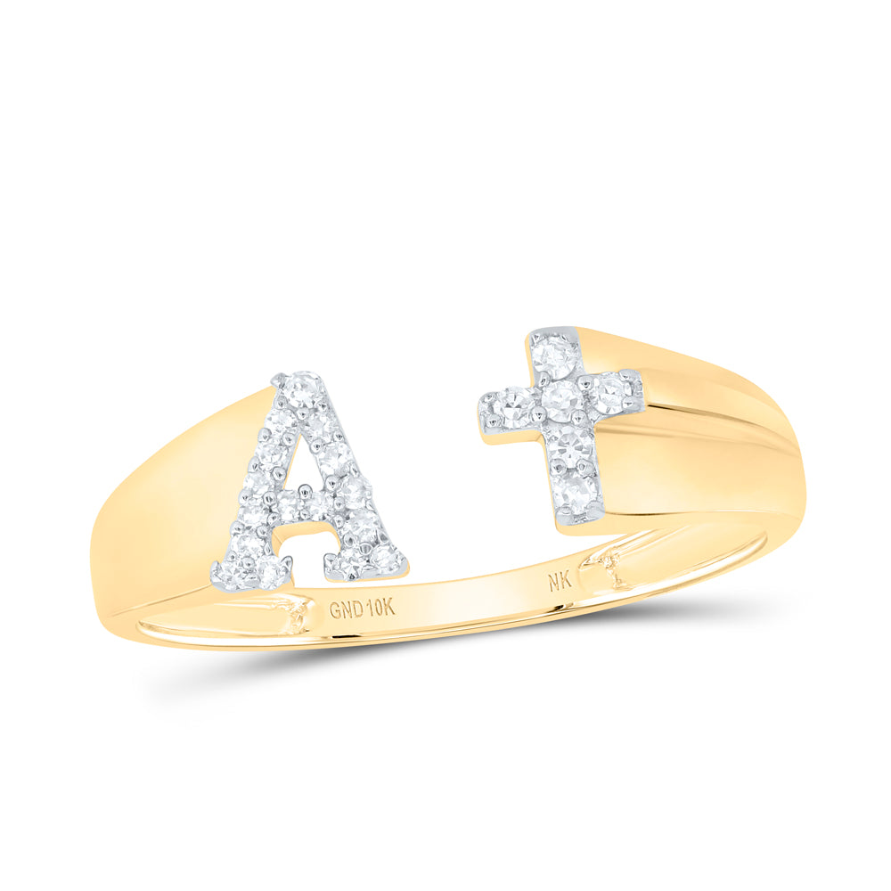 1/10CTW-DIA NK GIFT INITIAL "A" LADIES CROSS RING
