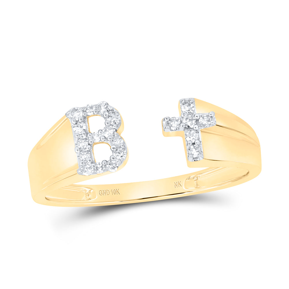 1/10CTW-DIA NK GIFT INITIAL "B" LADIES CROSS RING