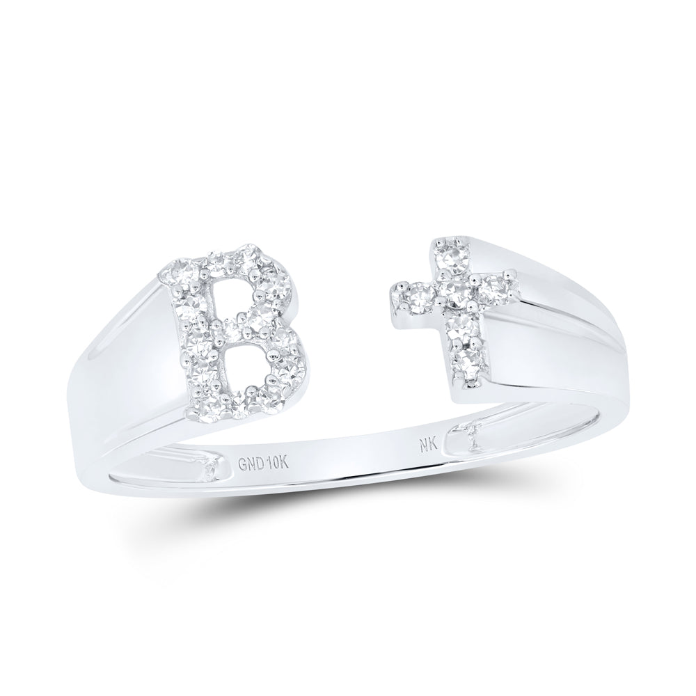 1/10CTW-DIA NK GIFT INITIAL "B" LADIES CROSS RING