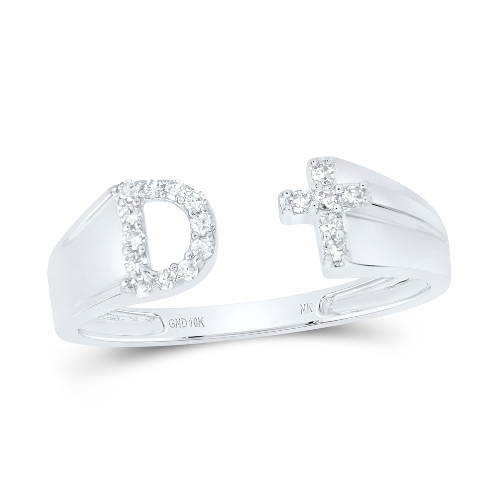 1/10CTW-DIA NK GIFT INITIAL "D" LADIES CROSS RING