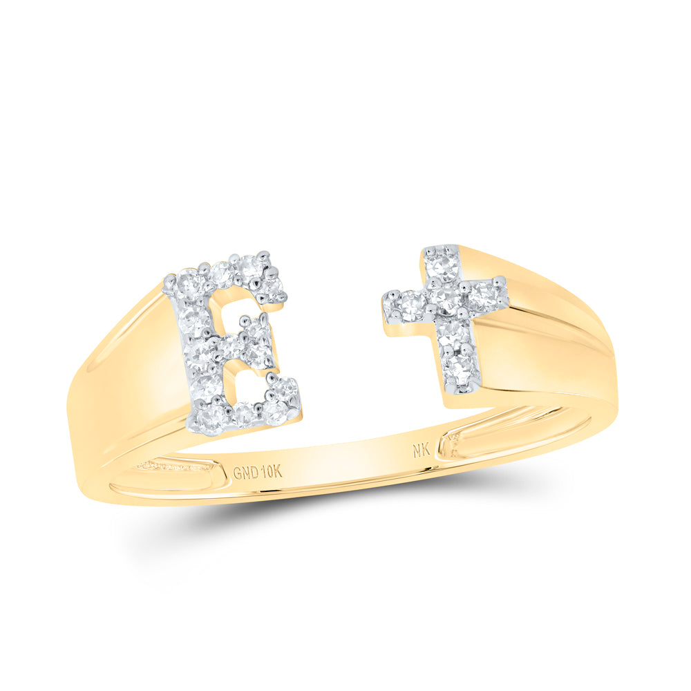 1/10CTW-DIA NK GIFT INITIAL "E" LADIES CROSS RING