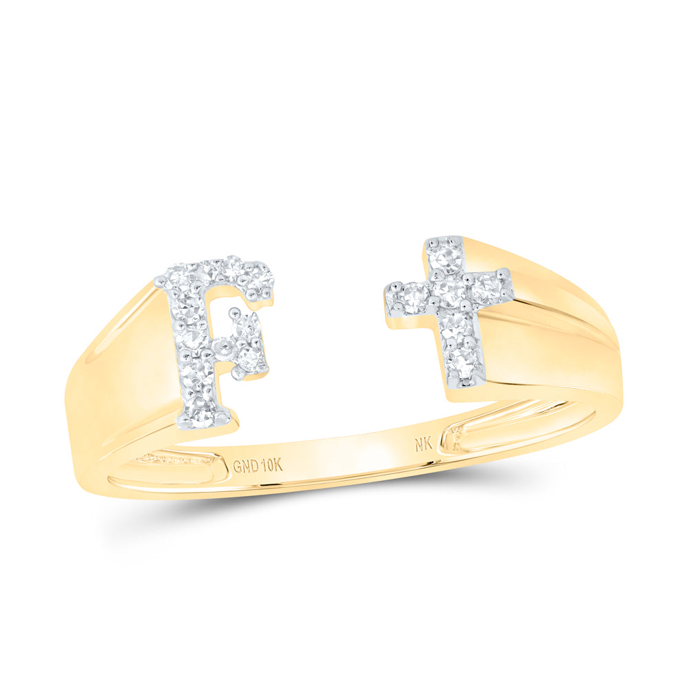 1/10CTW-DIA NK GIFT INITIAL "F" LADIES CROSS RING