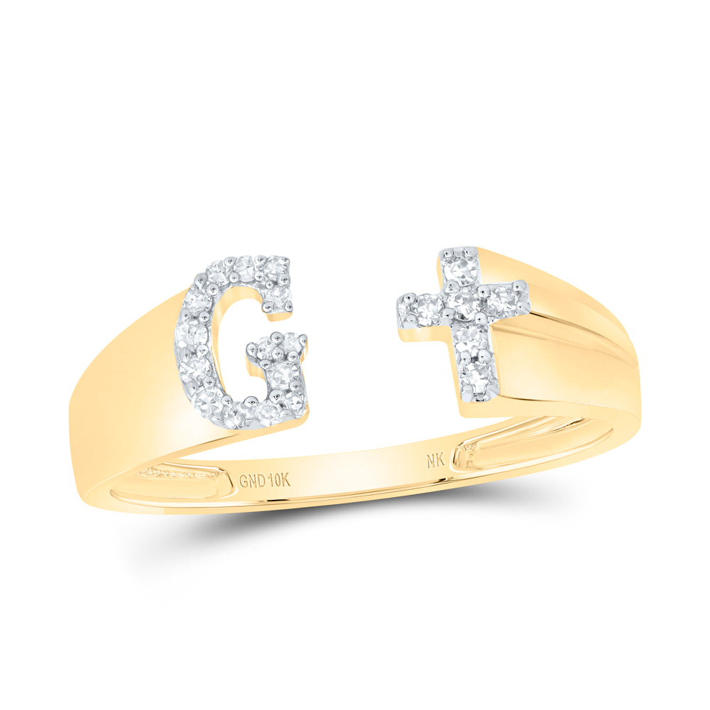 1/10CTW-DIA NK GIFT INITIAL "G" LADIES CROSS RING