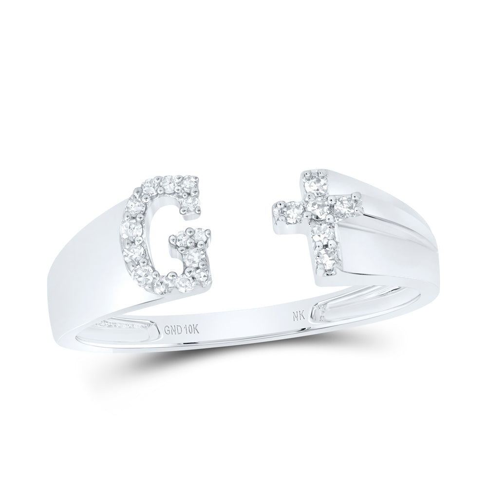 1/10CTW-NAT DIA NK GIFT INITIAL "G" LADIES CROSS RING