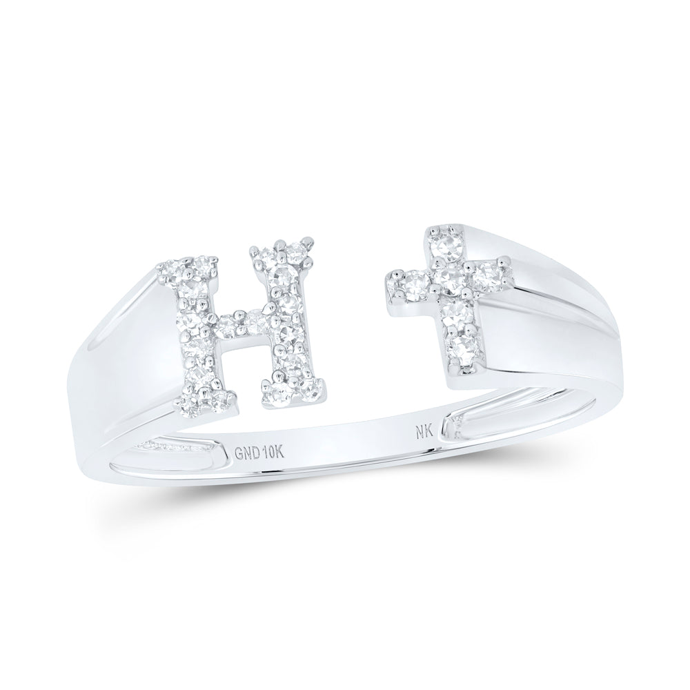 1/10CTW-DIA NK GIFT INITIAL "H" LADIES CROSS RING