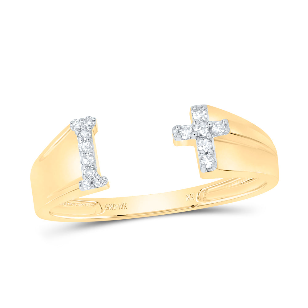 1/12CTW-DIA NK GIFT INITIAL "I" LADIES CROSS RING