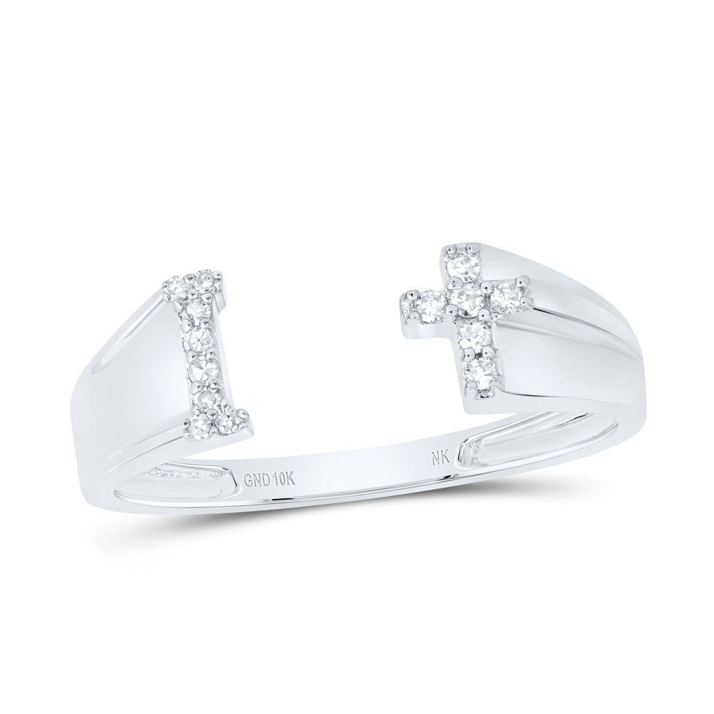 1/12CTW-DIA NK GIFT INITIAL "I" LADIES CROSS RING