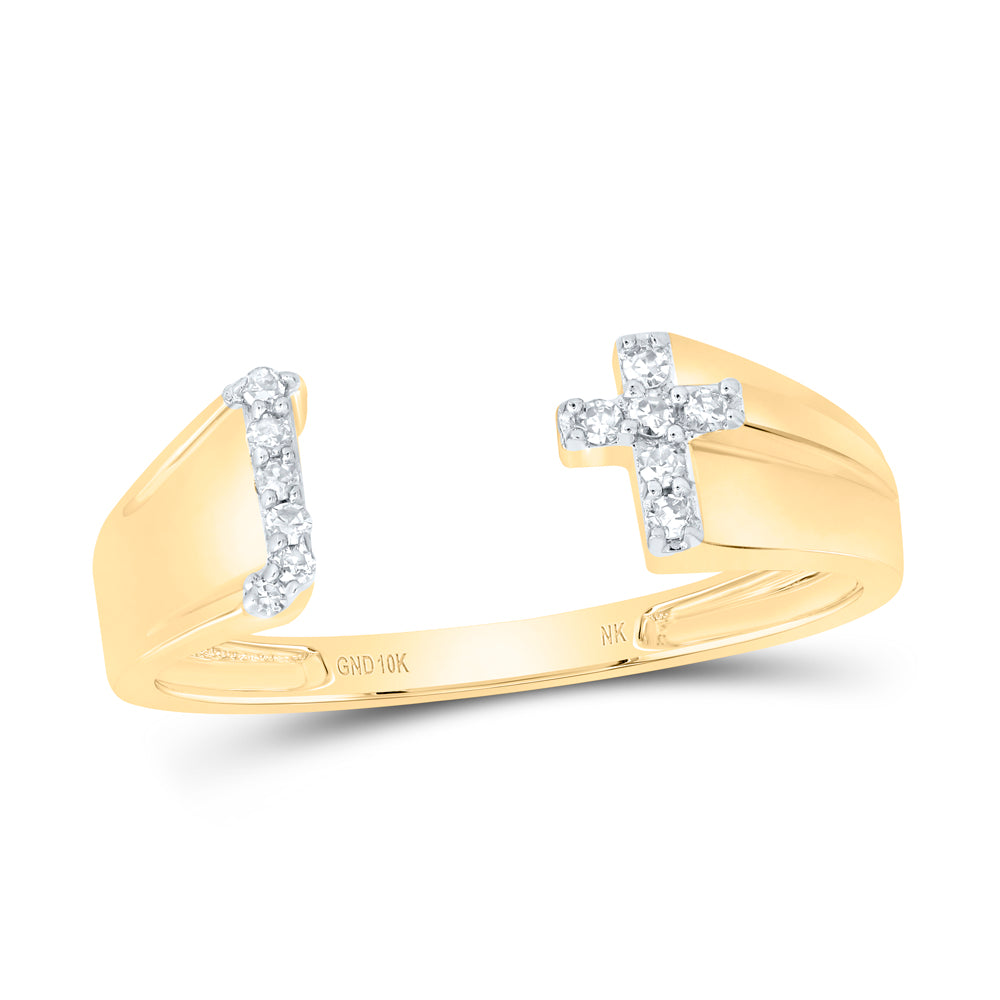 1/12CTW-DIA NK GIFT INITIAL "J" LADIES CROSS RING