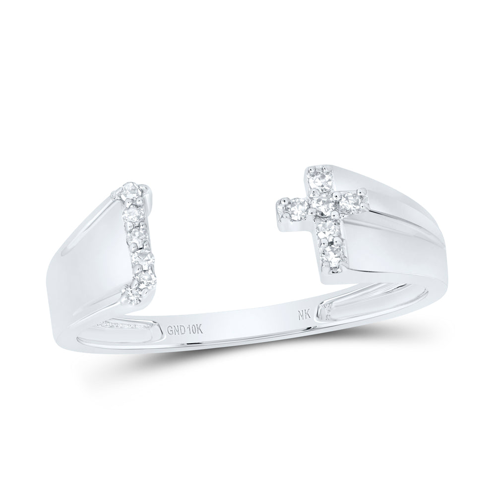1/12CTW-DIA NK GIFT INITIAL "J" LADIES CROSS RING