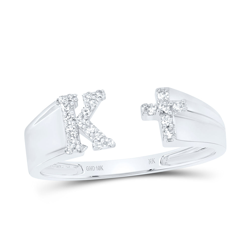 1/10CTW-DIA NK GIFT INITIAL "K" LADIES CROSS RING