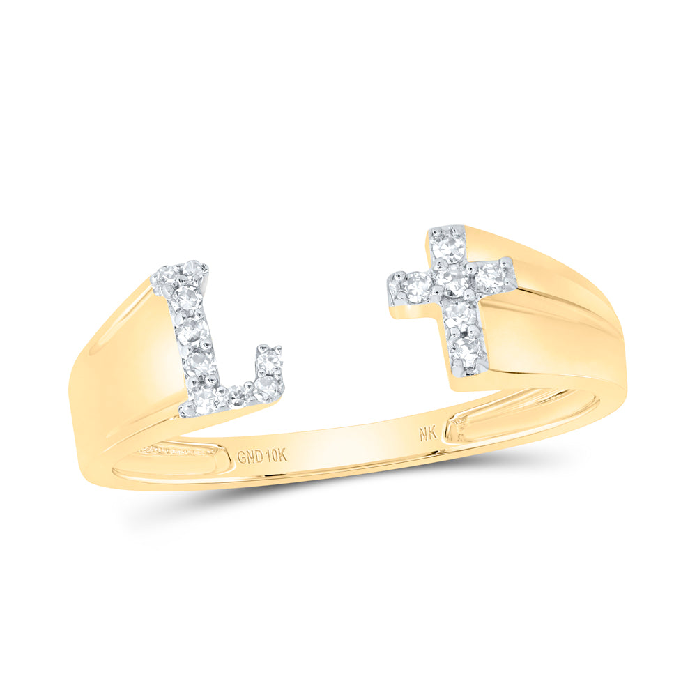 1/12CTW-DIA NK GIFT INITIAL "L" LADIES CROSS RING