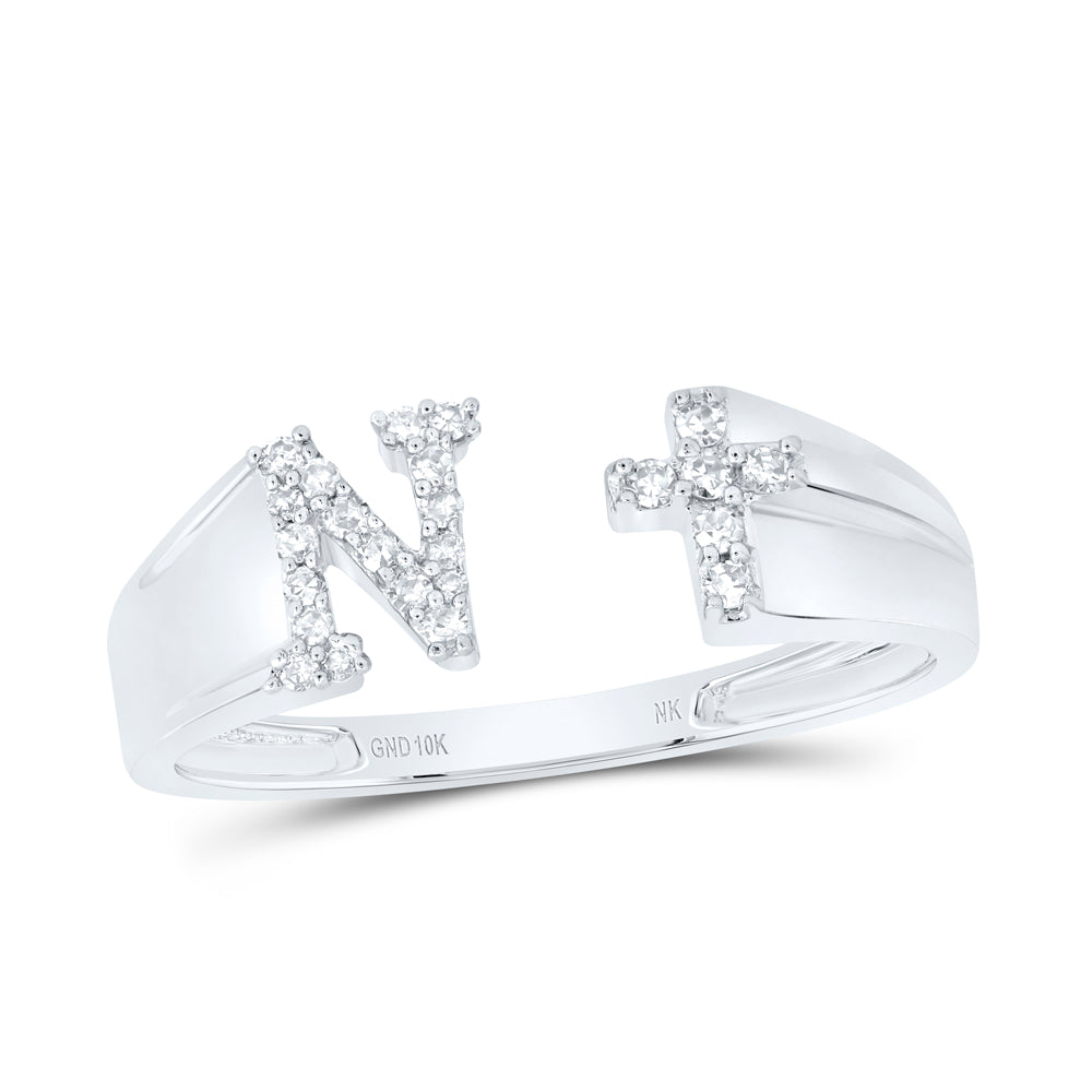 1/10CTW-DIA NK GIFT INITIAL "N" LADIES CROSS RING