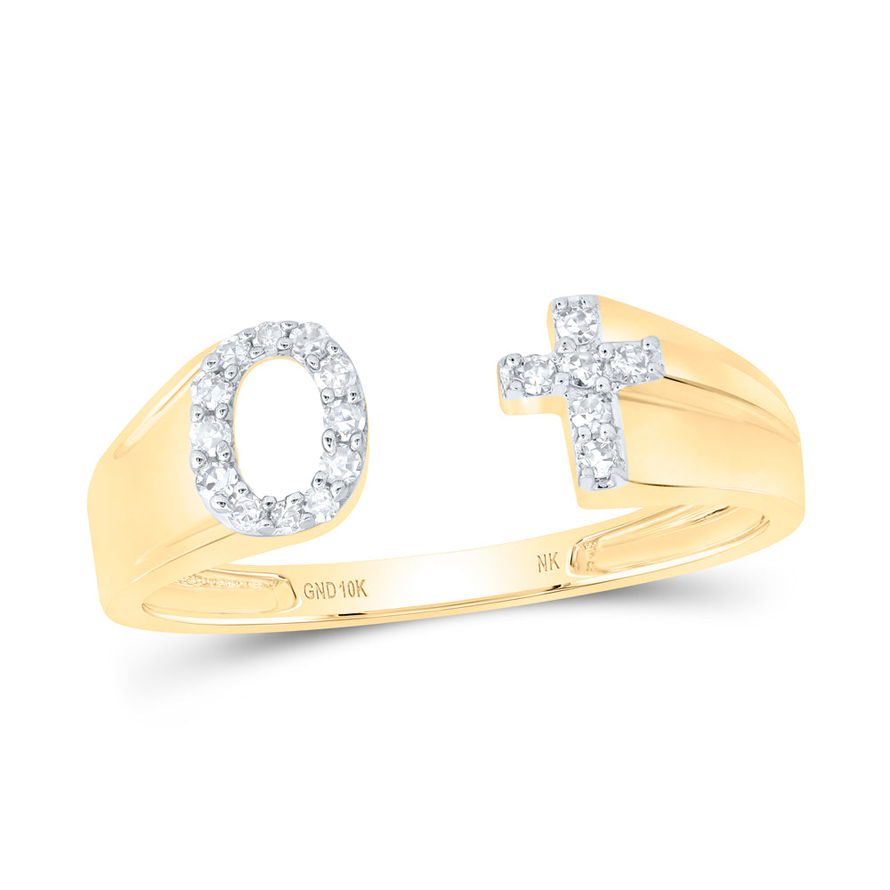 1/10CTW-DIA NK GIFT INITIAL "O" LADIES CROSS RING